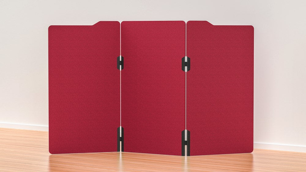 Milford Acoustic Freestanding 3 Partition - 1800h x 1000w -24mm thick-Noise Reduction-Wine-Commercial Traders - Office Furniture