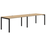 Avero Fixed Height Desk - 2 pod Inline-Office Pods-1200 x 700-Classic Oak-Black-Commercial Traders - Office Furniture