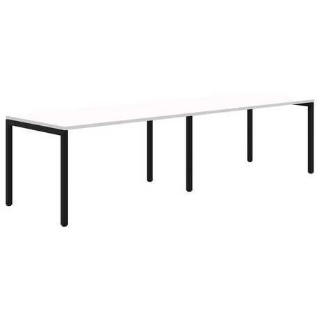 Avero Fixed Height Desk - 2 pod Inline-Office Pods-1200 x 700-Classic Oak-Black-Commercial Traders - Office Furniture