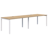 Avero Fixed Height Desk - 2 pod Inline-Office Pods-1200 x 700-Classic Oak-Black-Commercial Traders - Office Furniture