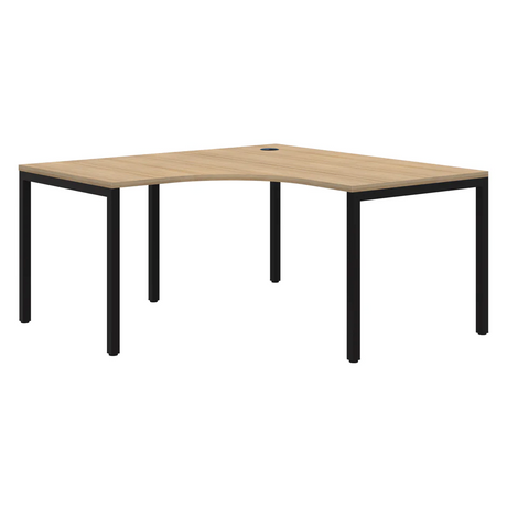 Avero 90 Degree Corner Desk - Fixed Height-Desks-1500 x 1500 x 800-Classic Oak-Black-Commercial Traders - Office Furniture