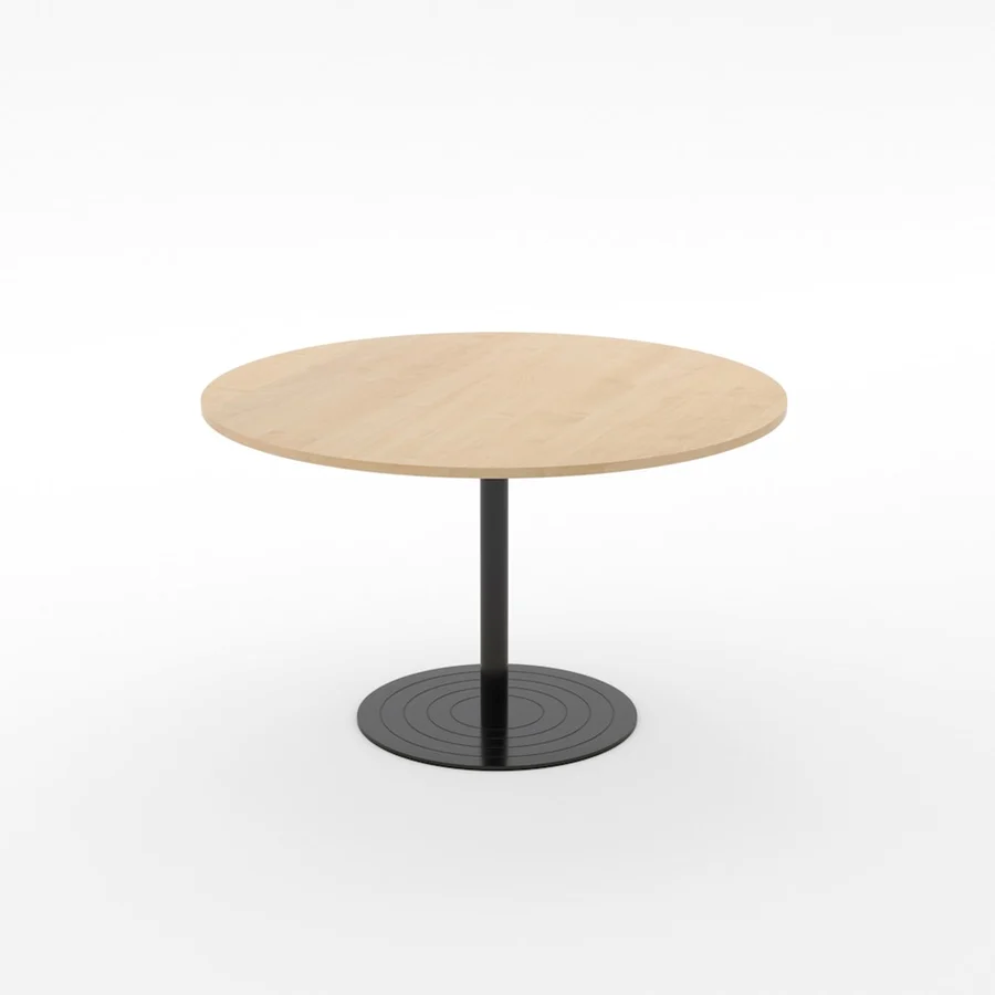Essentials Meeting Table 900 dia Disc Base-Meeting Room Furniture-Affinity Maple-Black-North Island-Commercial Traders - Office Furniture