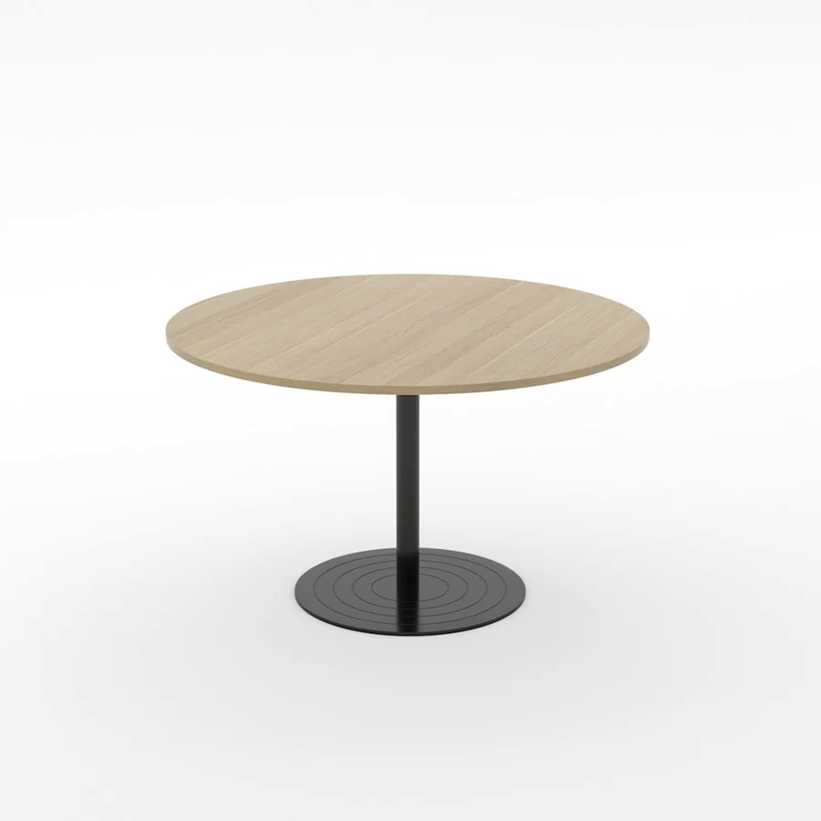 Essentials Meeting Table 900 dia Disc Base-Meeting Room Furniture-Classic Oak-Black-South Island-Commercial Traders - Office Furniture
