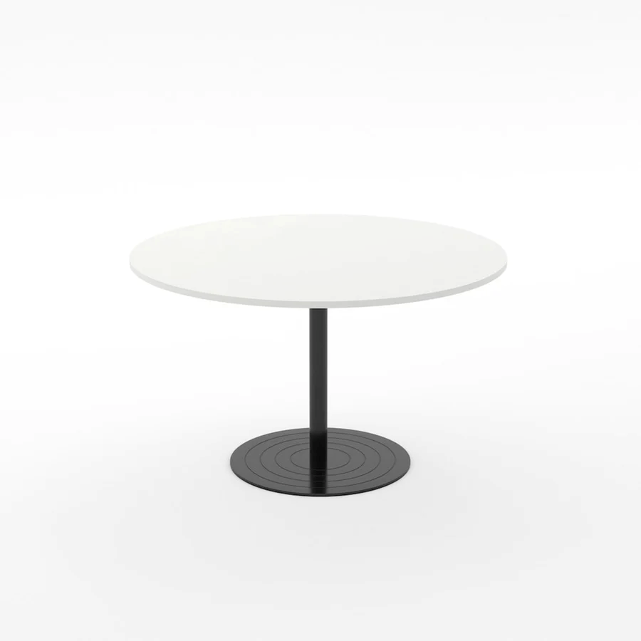 Essentials Meeting Table 900 dia Disc Base-Meeting Room Furniture-Snowdrift-Black-South Island-Commercial Traders - Office Furniture