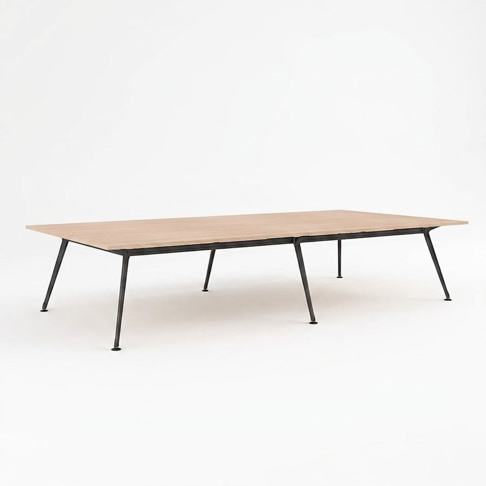 Euro Boardroom Table 3600 x 1800-Meeting Room Furniture-Refined Oak-Black Leg-North Island (Ground Floor)-Commercial Traders - Office Furniture
