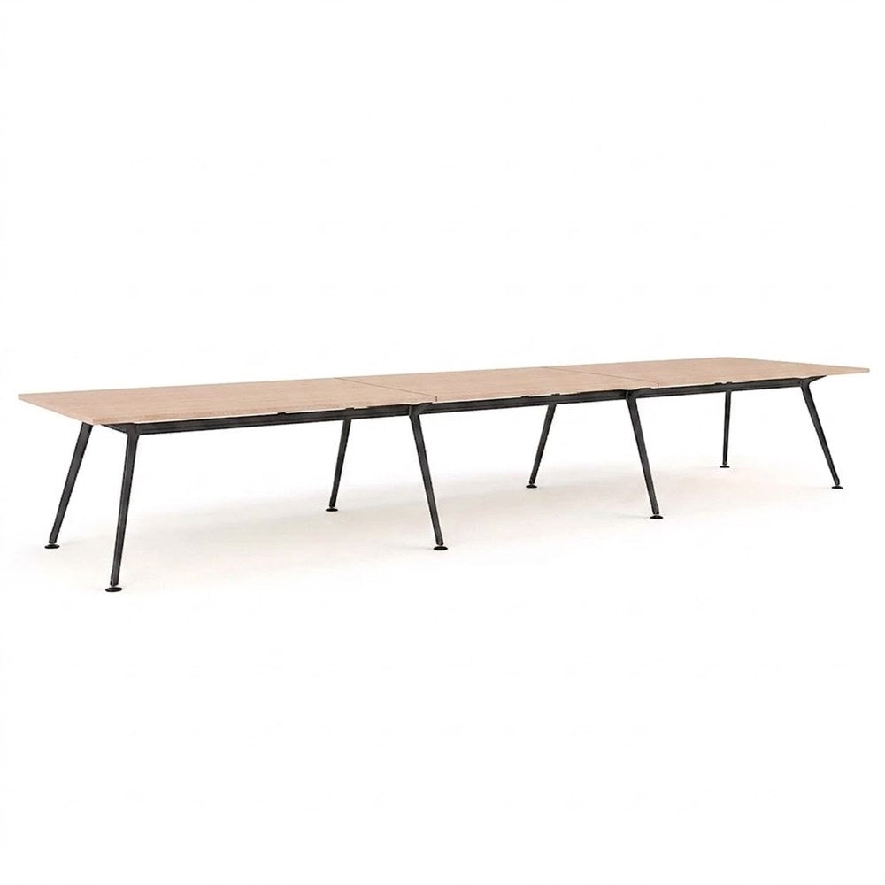 Euro Boardroom Table 4800 x 1200-Meeting Room Furniture-Refined Oak-Black Leg-North Island (Ground Floor)-Commercial Traders - Office Furniture