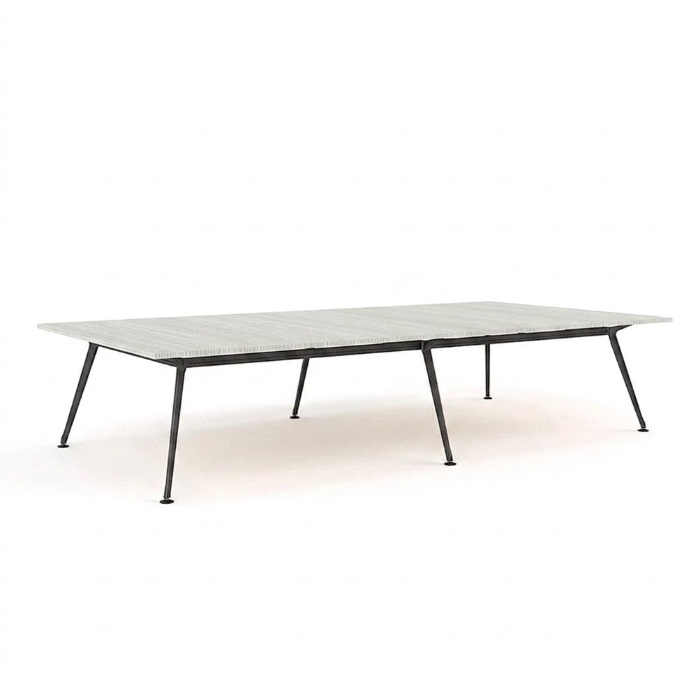 Euro Boardroom Table 3600 x 1800-Meeting Room Furniture-Silver Strata-Black Leg-North Island (Ground Floor)-Commercial Traders - Office Furniture