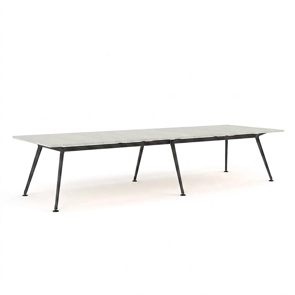 Euro Boardroom Table 3600 x 1200-Meeting Room Furniture-Silver Strata-Black Leg-North Island (Ground Floor)-Commercial Traders - Office Furniture