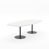 Essentials Table 2400 x 1200 - Barrel-Meeting Room Furniture-Snowdrift-Black Disc Base-North Island Delivery-Commercial Traders - Office Furniture