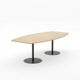 Essentials Table 2400 x 1200 - Barrel-Meeting Room Furniture-Refined Oak-Black Disc Base-North Island Delivery-Commercial Traders - Office Furniture
