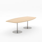 Essentials Table 2400 x 1200 - Barrel-Meeting Room Furniture-Affinity Maple-Brushed Chrome Disc Base-North Island Delivery-Commercial Traders - Office Furniture