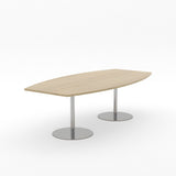 Essentials Table 2400 x 1200 - Barrel-Meeting Room Furniture-Classic Oak-Brushed Chrome Disc Base-North Island Delivery-Commercial Traders - Office Furniture