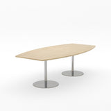 Essentials Table 2400 x 1200 - Barrel-Meeting Room Furniture-Refined Oak-Brushed Chrome Disc Base-North Island Delivery-Commercial Traders - Office Furniture