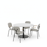 Essentials Meeting Table With Bauhaus Chairs-Meeting Room Furniture-Snowdrift-Black Disc-North Island-Commercial Traders - Office Furniture