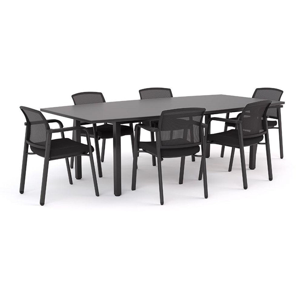 Cubit Boardroom Table and Ozone Chair Package-Meeting Room Furniture-Black-6 chairs-Commercial Traders - Office Furniture