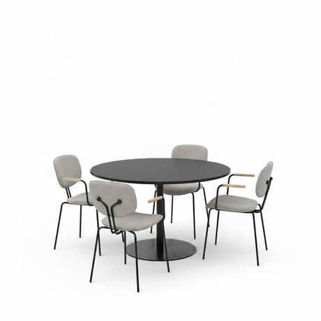 Essentials Meeting Table With Bauhaus Chairs-Meeting Room Furniture-Black-Black Disc-North Island-Commercial Traders - Office Furniture