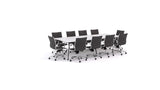 Euro Boardroom Table 3000 x 1200 with Metro Midback Chair Package-Meeting Tables-Snowdrift-Black Leg-North Island (Ground Floor)-Commercial Traders - Office Furniture