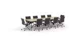 Euro Boardroom Table 3600 x 1200 with Metro Midback Chair Package-Meeting Room Furniture-Affinity Maple-Black Leg-North Island (Ground Floor)-Commercial Traders - Office Furniture