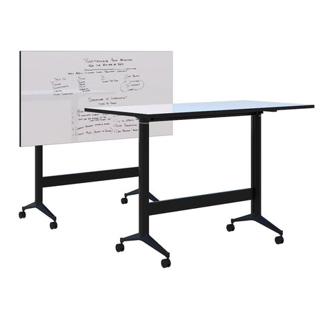 Boost Flip Leaner-Meeting Tables-1200 x 800-Whiteboard (Writable HPL)-Black-Commercial Traders - Office Furniture