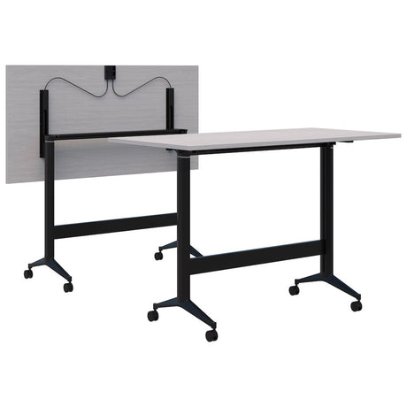 Boost Flip Leaner-Meeting Tables-1200 x 800-SIlver Strata-Black-Commercial Traders - Office Furniture