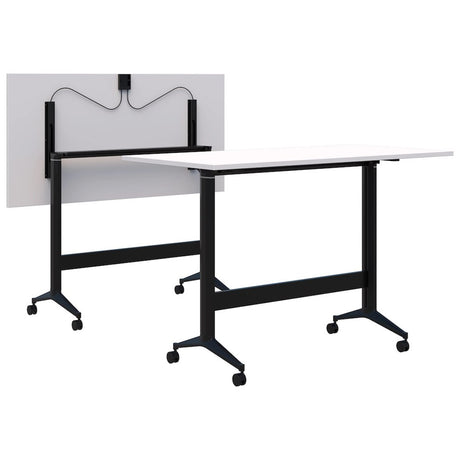 Boost Flip Leaner-Meeting Tables-1200 x 800-Snow Velvet-Black-Commercial Traders - Office Furniture