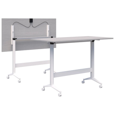 Boost Flip Leaner-Meeting Tables-1200 x 800-SIlver Strata-White-Commercial Traders - Office Furniture