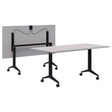 Boost Flip Table-Meeting Room Furniture-1500 x 750-Silver Strata-Black-Commercial Traders - Office Furniture