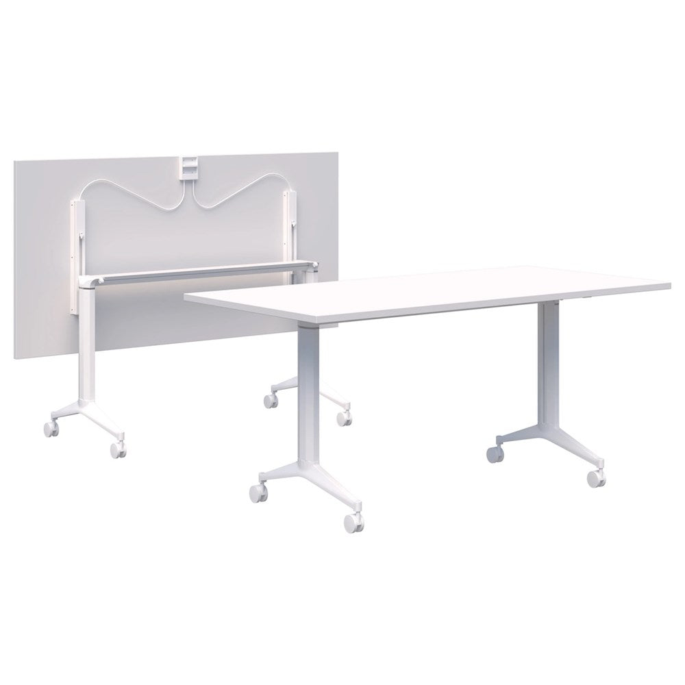 Boost Flip Table-Meeting Room Furniture-1600 x 800-Snow Velvet-White-Commercial Traders - Office Furniture