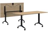 Boost Flip Table-Meeting Room Furniture-1800 x 900-Classic Oak-Black-Commercial Traders - Office Furniture