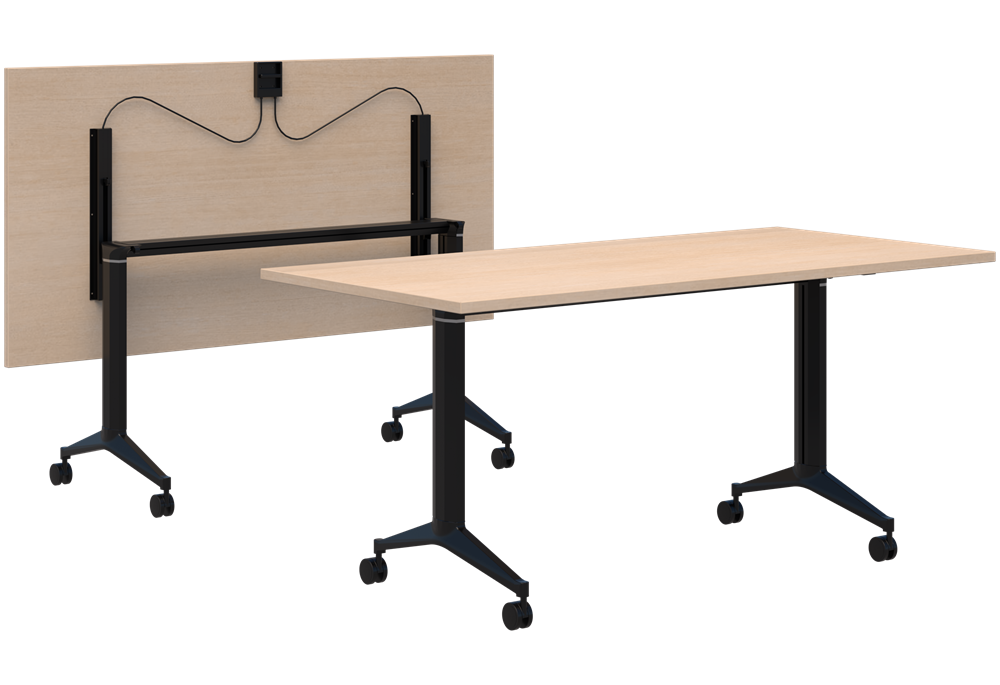 Boost Flip Table-Meeting Room Furniture-1800 x 900-Refined Oak-Black-Commercial Traders - Office Furniture