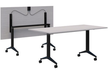 Boost Flip Table-Meeting Room Furniture-1800 x 900-Silver Strata-Black-Commercial Traders - Office Furniture