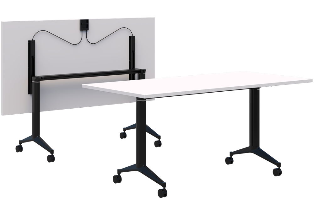 Boost Flip Table-Meeting Room Furniture-1800 x 900-Snow Velvet-Black-Commercial Traders - Office Furniture