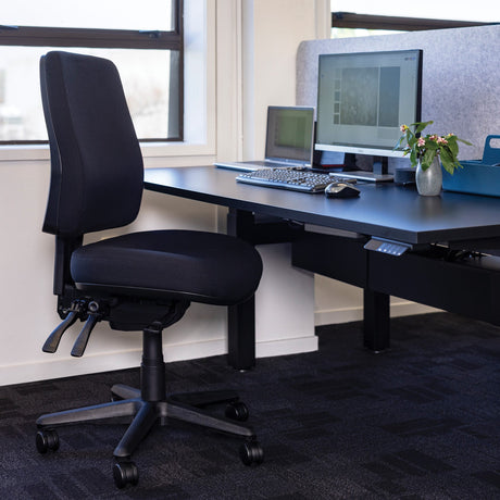 Buro Roma 3 Chair - High Back-Office Chairs-Black - Quickship-No Thanks-Flat Pack Please-Commercial Traders - Office Furniture