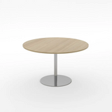 Essentials Meeting Table 900 dia Disc Base-Meeting Room Furniture-Classic Oak-Brushed Chrome-South Island-Commercial Traders - Office Furniture