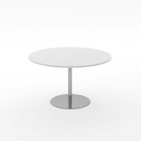 Essentials Meeting Table 900 dia Disc Base-Meeting Room Furniture-Snowdrift-Brushed Chrome-South Island-Commercial Traders - Office Furniture
