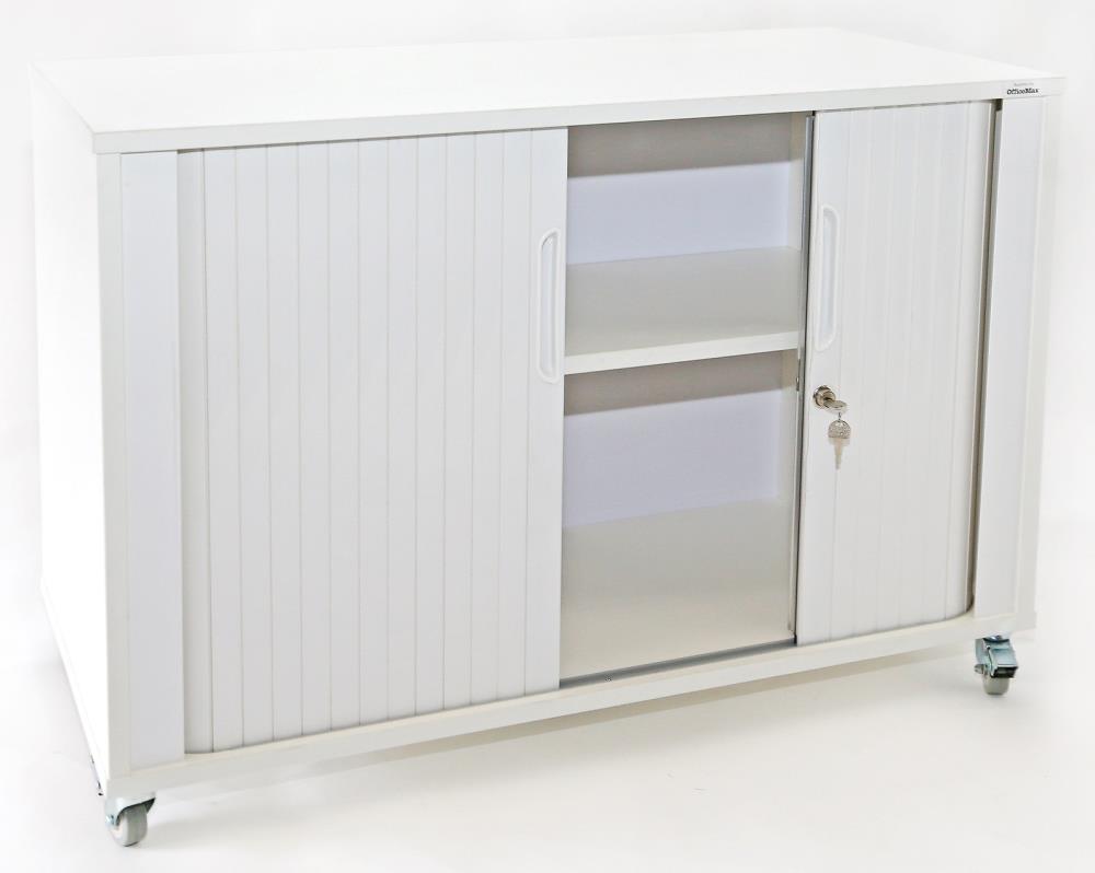 Essentials Mobile Tambour - Small 2 Doors-Storage-White Doors-North Island Delivery-Affinity Maple-Commercial Traders - Office Furniture