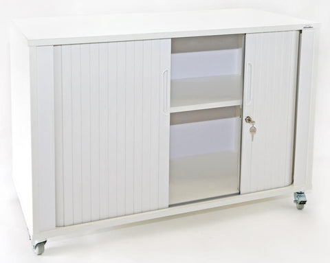 Essentials Mobile Tambour - Small 2 Doors-Storage-White Doors-North Island Delivery-Commercial Traders - Office Furniture