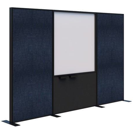 Connect 70 - Freestanding/Fabric/Whiteboard/Fabric 1890H-Office Partitons-Keylargo Denim-Black-3000 mm-Commercial Traders - Office Furniture