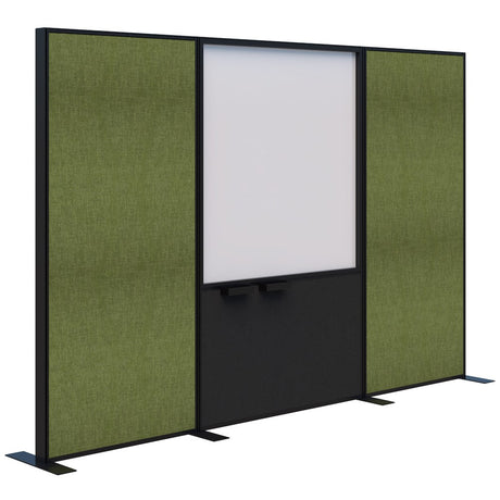 Connect 70 - Freestanding/Fabric/Whiteboard/Fabric 1890H-Office Partitons-Keylargo Grass-Black-3000 mm-Commercial Traders - Office Furniture