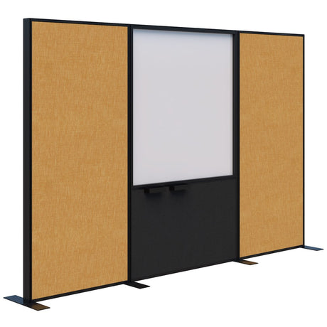 Connect 70 - Freestanding/Fabric/Whiteboard/Fabric 1890H-Office Partitons-Keylargo Marigold-Black-3000 mm-Commercial Traders - Office Furniture