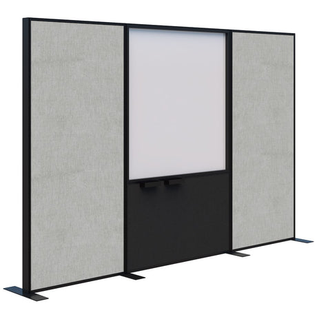Connect 70 - Freestanding/Fabric/Whiteboard/Fabric 1890H-Office Partitons-Keylargo Zinc-Black-3000 mm-Commercial Traders - Office Furniture
