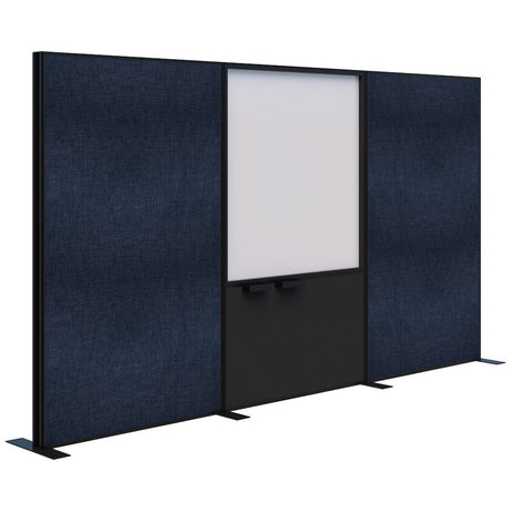 Connect 70 - Freestanding/Fabric/Whiteboard/Fabric 1890H-Office Partitons-Keylargo Denim-Black-3600 mm-Commercial Traders - Office Furniture