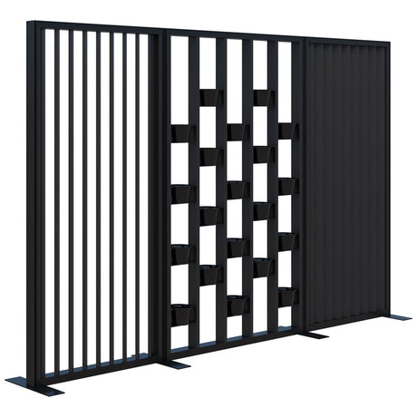 Connect 70 - Freestanding/Angled Fin/Planter 1890H-Office Partitons-Black-Black-3000mm-Commercial Traders - Office Furniture