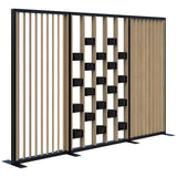 Connect 70 - Freestanding/Angled Fin/Planter 1890H-Office Partitons-Classic Oak-Black-3000mm-Commercial Traders - Office Furniture