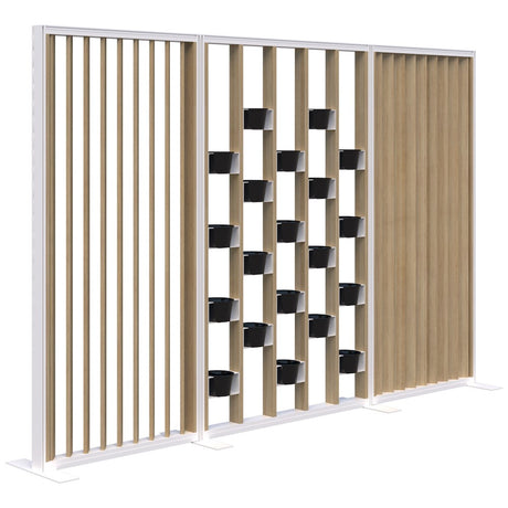Connect 70 - Freestanding/Angled Fin/Planter 1890H-Office Partitons-Classic Oak-White-3000mm-Commercial Traders - Office Furniture