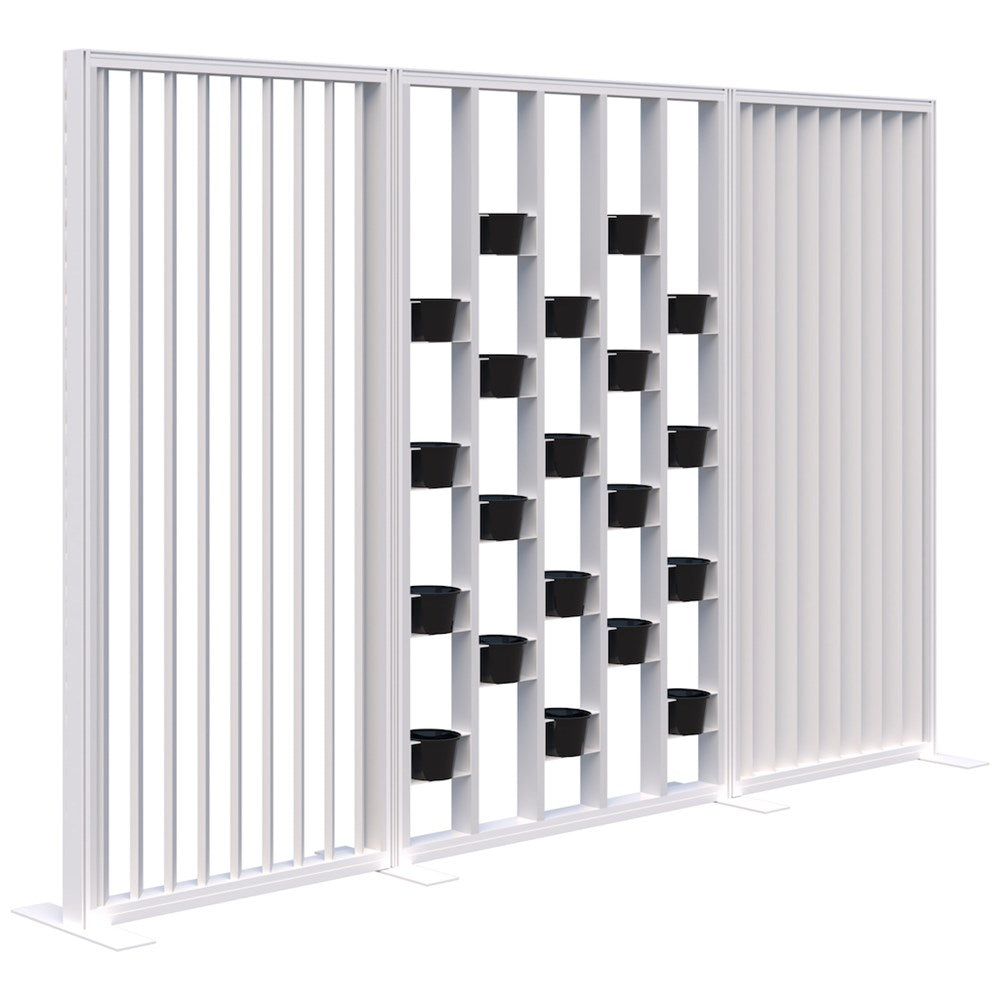 Connect 70 - Freestanding/Angled Fin/Planter 1890H-Office Partitons-Snow Velvet-White-3000mm-Commercial Traders - Office Furniture