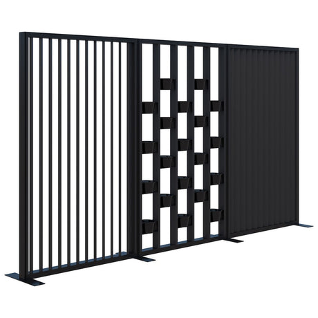 Connect 70 - Freestanding/Angled Fin/Planter 1890H-Office Partitons-Black-Black-3600mm-Commercial Traders - Office Furniture