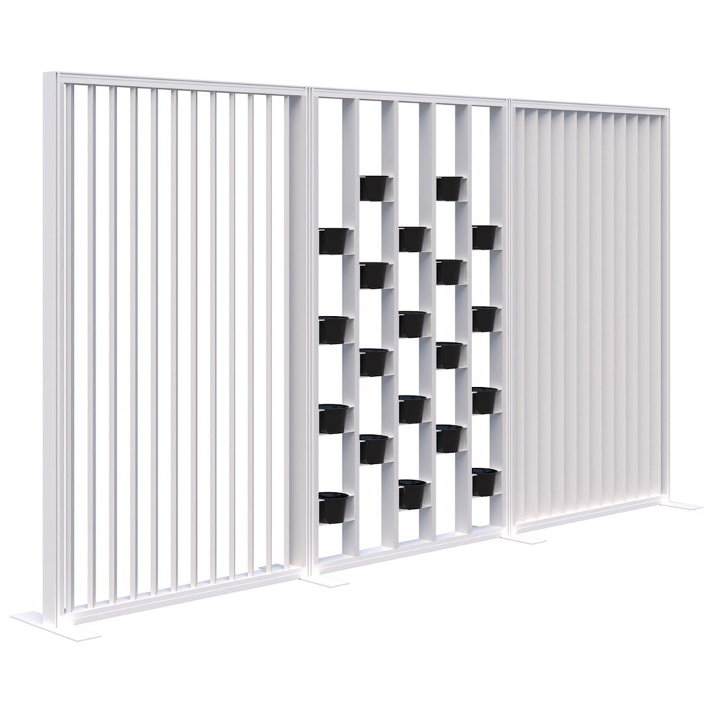 Connect 70 - Freestanding/Angled Fin/Planter 1890H-Office Partitons-Snow Velvet-White-3600mm-Commercial Traders - Office Furniture