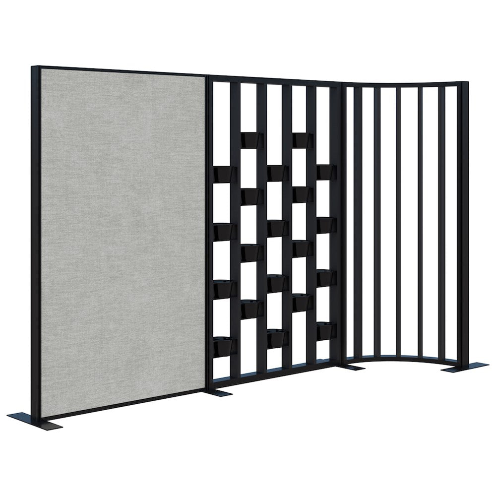 Connect 70 - Freestanding/Fabric/Planter/Curved 1890H x 3025L-Office Partitons-Black with Black Frame-Keylargo Zinc-Commercial Traders - Office Furniture