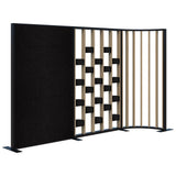 Connect 70 - Freestanding/Fabric/Planter/Curved 1890H x 3025L-Office Partitons-Classic Oak with Black Frame-Keylargo Ebony-Commercial Traders - Office Furniture